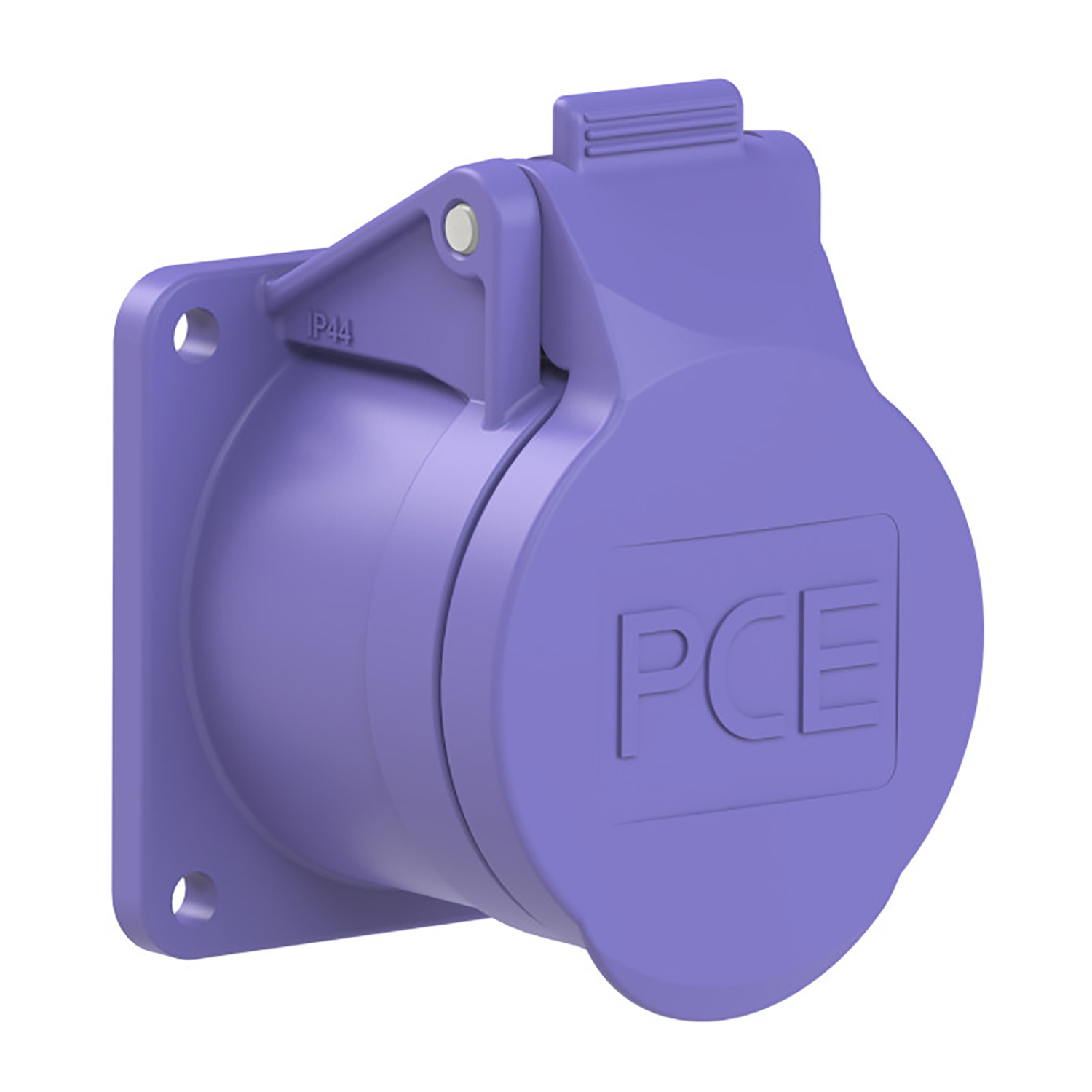 103102 CEE prise murale encastrable droit 16A 2p 24V violet IP44 bride 55x55mm alésage 45x45mm