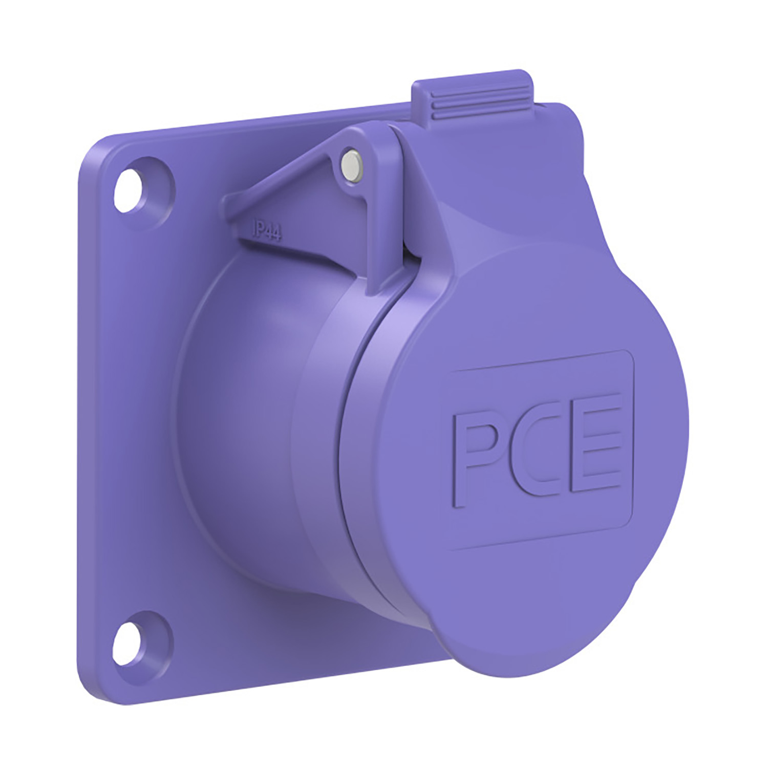 103103 CEE prise murale encastrable droit 16A 2p 24V violet IP44 bride 70x70mm alésage 56x56mm