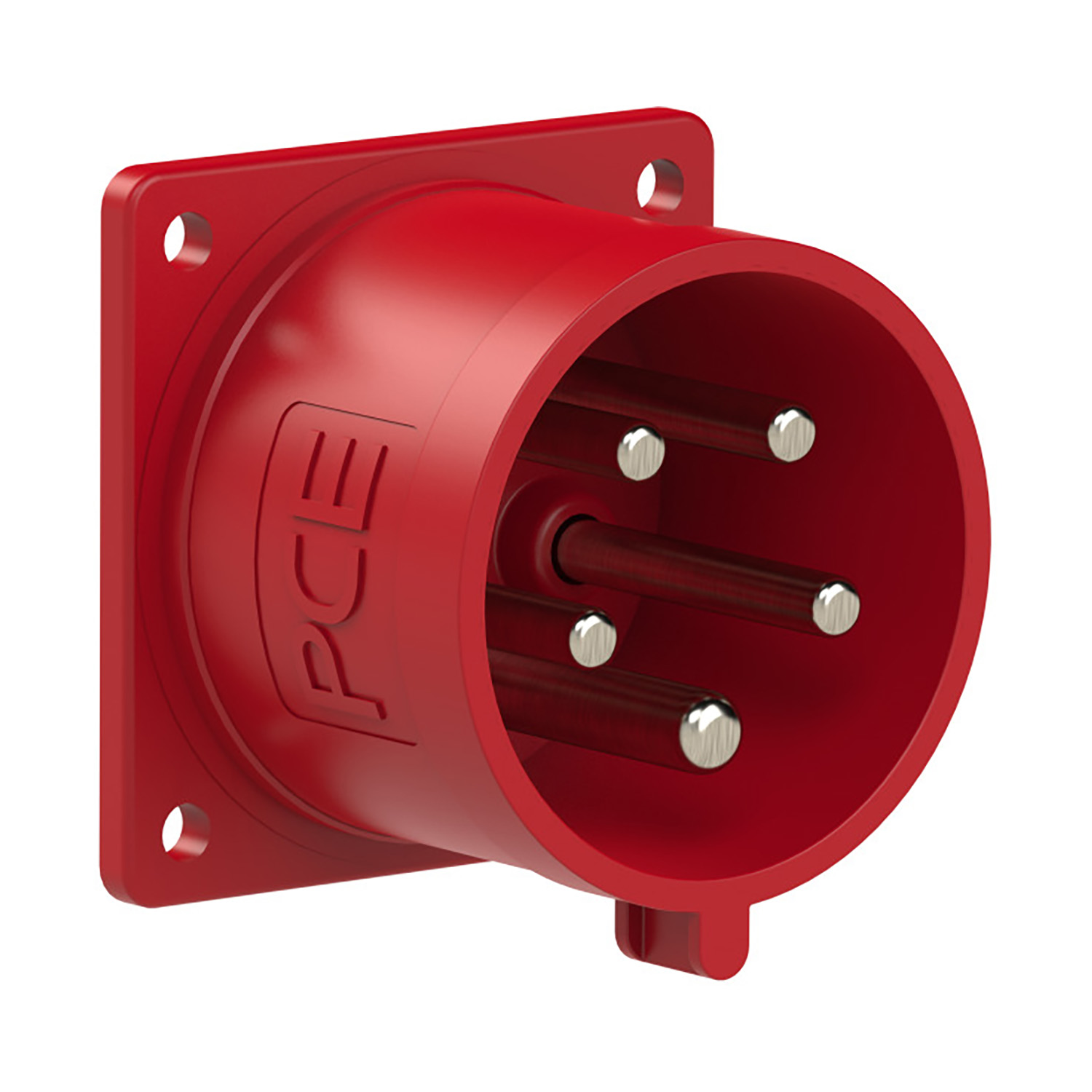 104017 CEE prise d'appareil encastrable droit 32A 5p 400V 6h FW rouge IP44 échangeur de phases f70x70mm b56x56