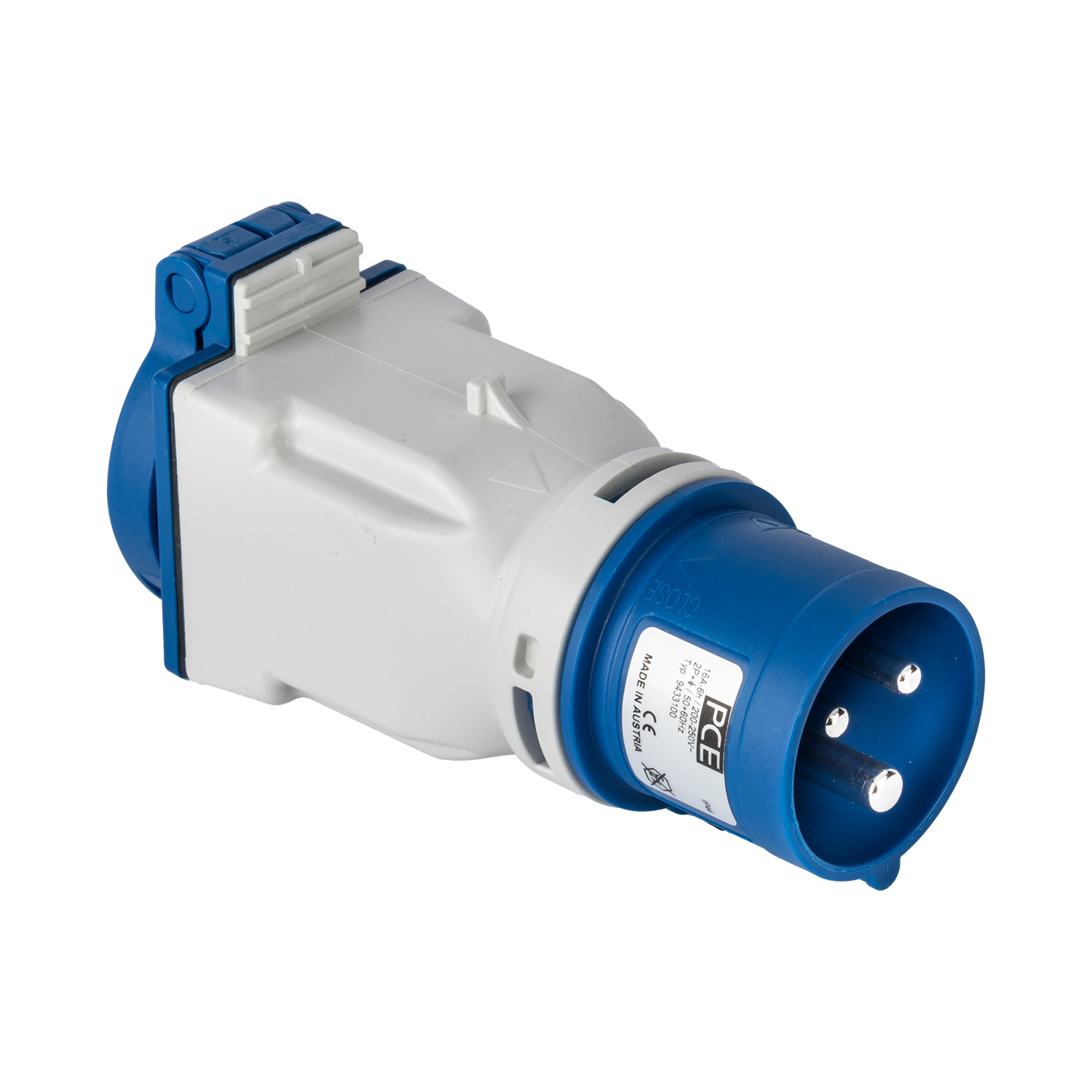 Adapter verloop 16/3/230 blauw 6h-mono