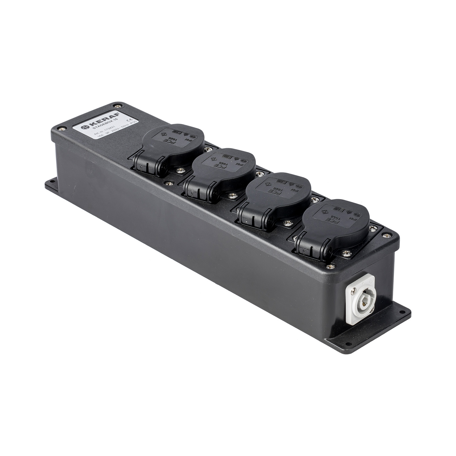 113421 Stagebox PowerCON >4 voies SchuKo bleu-in LED noir